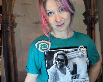 Big Lebowski Upcycled T-Shirt | Embroidered Tie Dye, Unique Fashion