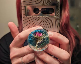 Popsocket | Real tiny rose chunky phone popsocket | pink | blue | plant | nature | lichen | fancy | unique | pnw | phone | accessory | iphon