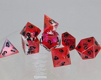 Bloody Red Resin Dice Set: Sharp Edged DND Dice, mini