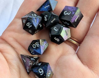 Space Exploration Mini Resin Dice Set: Sharp Edged DND Dice, mini