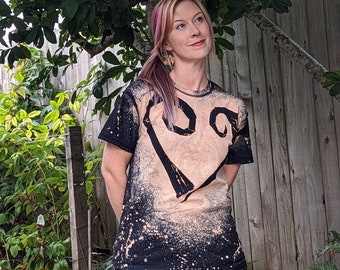Upcycled Bleach Tie Dye T-Shirt | Swirl Heart Logo, Medium