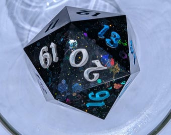 Handcrafted Resin D20 Dice: Rainbow Dayz Spindown Dice