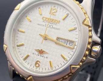 Vintage Citizen Automatic Watch P-8200: 21 Jewels, Japan Made, 1980s