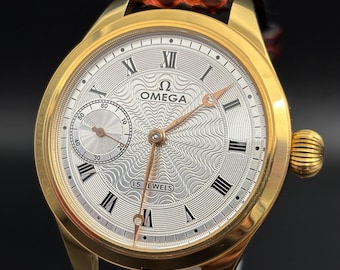 Antike Omega Schweizer Uhr: 1930er Jahre Mechanisches Uhrwerk, Lederarmband