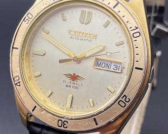 Vintage Citizen Automatic Watch P-8200: 21 Jewels, Japan Made, 1980s