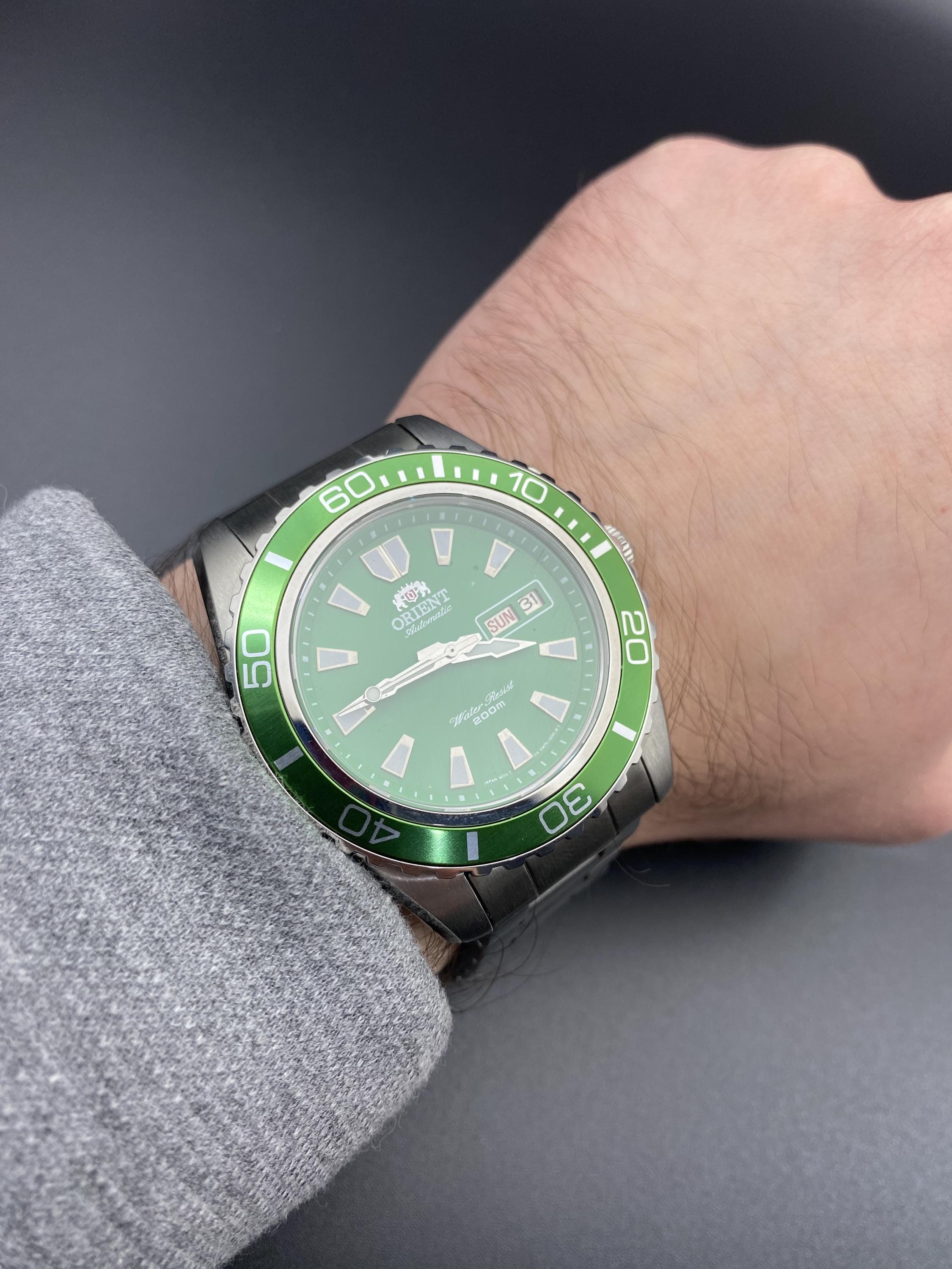 Orient Mako XL Automatic Diver Watch – Green Bezel, Japan Made - Etsy