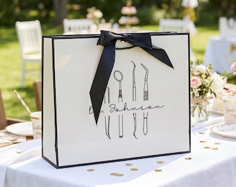 Personalisierte Zahnarzt Name Geschenktasche Kundenspezifische Papiergeschenktasche für Zahnarzthelfer und Hygieniker Wertschätzung