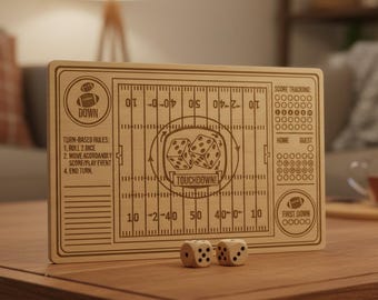Houten voetbal dobbelstenen bordspel SVG | Lasergesneden speelbord | DIY-houtspel | Digitale download