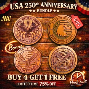 USA 250th Anniversary SVG Bundle, America 250 Emblem, Patriotic Laser Engraving File, 4th of July 2026,  1776-2026, United States of America