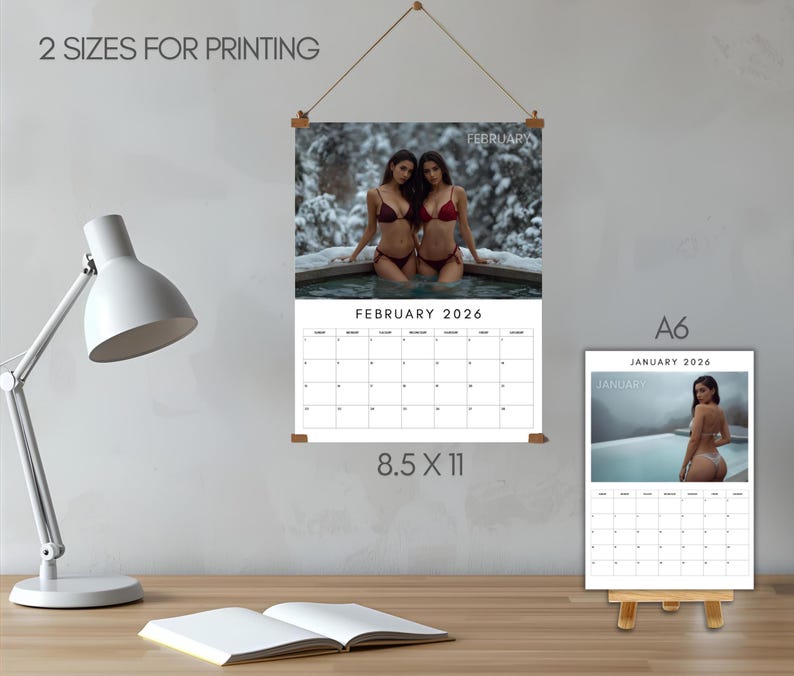 2026 Sexy Bikini Girls Calendar | Printable Wall & Desk Calendar | Gift ...