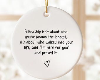 Personalized Friendship Quote Hanging Ceramic Ornament,Best Friend Birthday Gift Thank You Keepsake Ornament,Present Soul Sister Remembrance