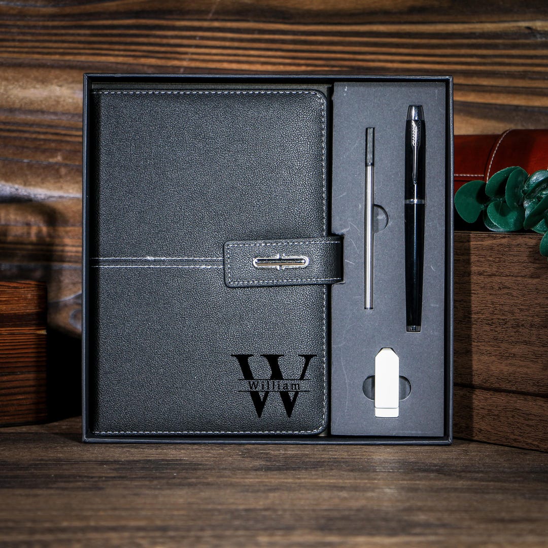 Custom Engraved Notebook With Pen, Leather Notebook Set, End of Year ...