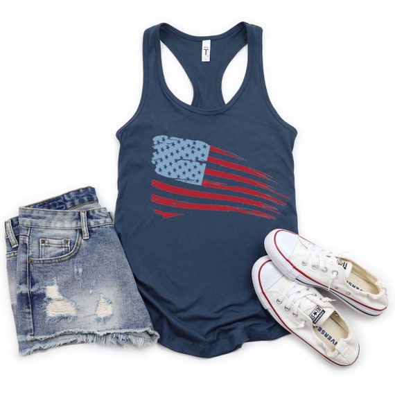 American Flag Racerback Tank: Patriotic USA Summer Top