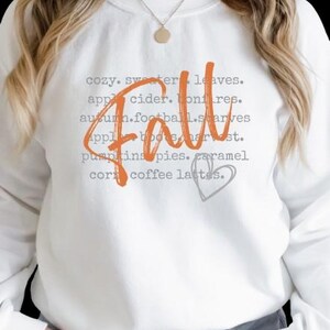 Cozy Fall Sweatshirt: Autumn Graphic, White Cotton-Poly Blend image 2