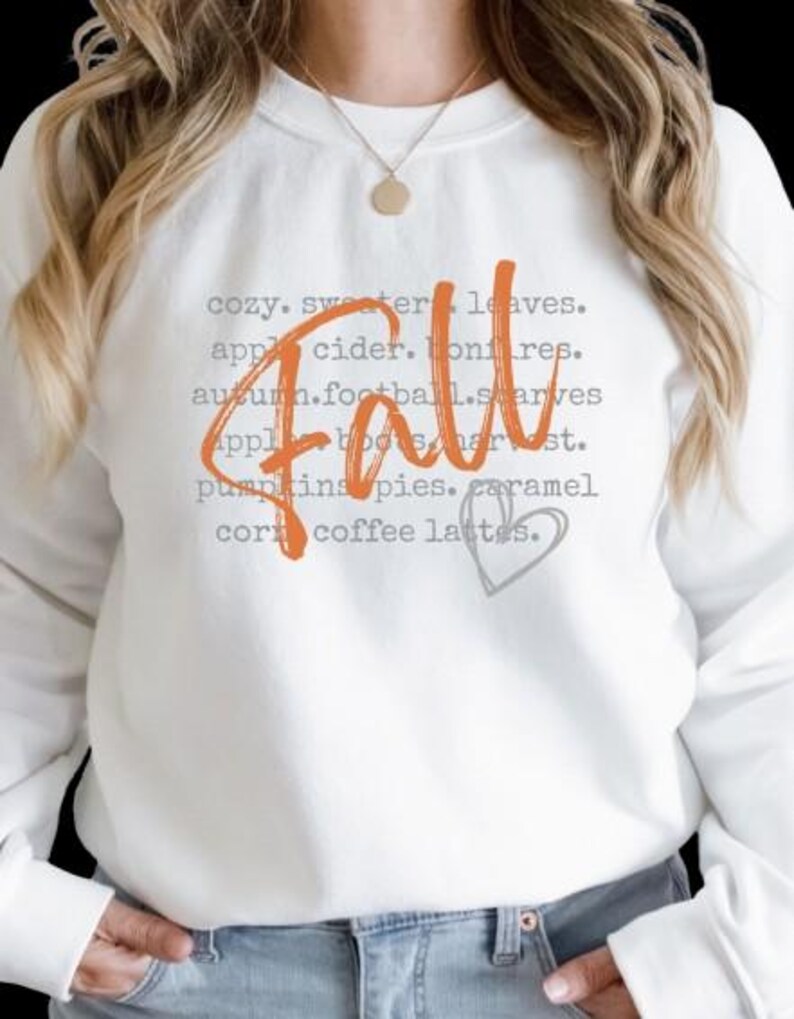 Cozy Fall Sweatshirt: Autumn Graphic, White Cotton-Poly Blend image 2