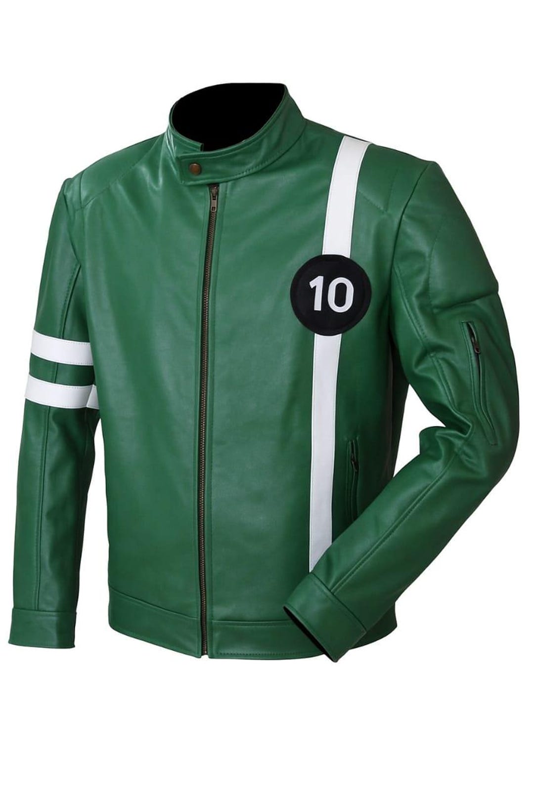 Ben 10 Green Leather Biker Jacket: Cosplay Style With White