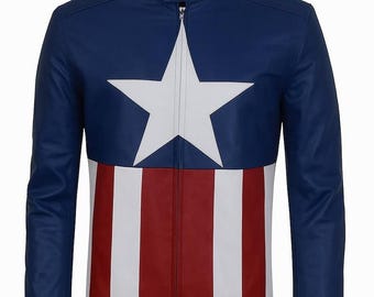 Chaqueta de cuero de Capitán América – Estilo superhéroe para hombre