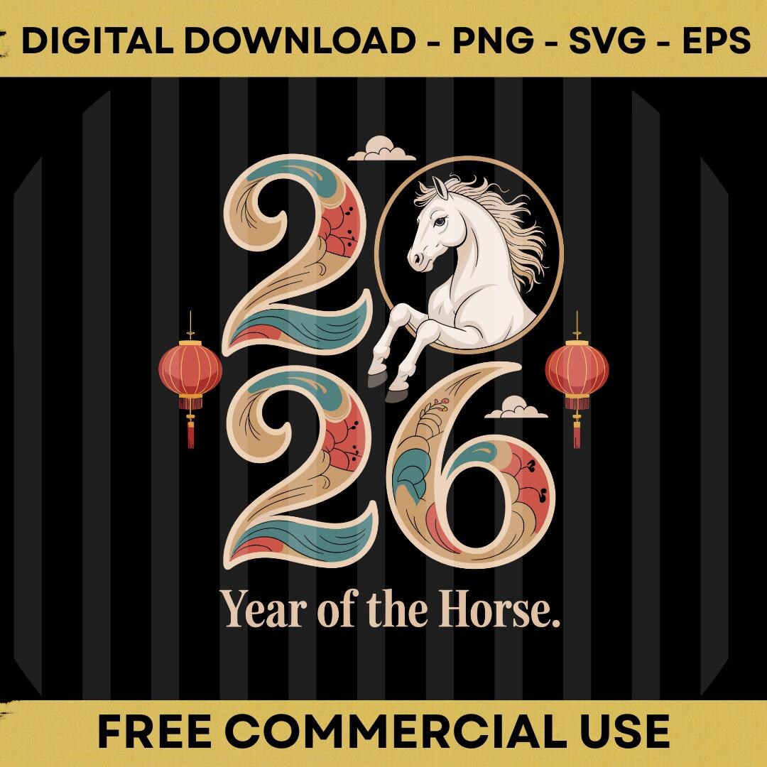 Chinese New Year Horse 2026 PNG SVG EPS Lunar Zodiac Celebration Design ...