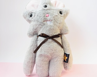 Ręcznie robiona pluszowa mysz kosmita – Reading Starli Soft Invader – OOAK Słodka, dziwna pluszowa zabawka