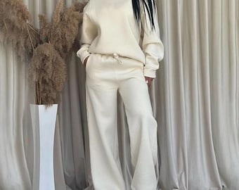 Women's 2 Piece Outfits Fall Sweatsuits Sets Crew Neck Long Sleeve Pullover Tops  Tracksuits