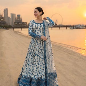 faiza saqlain ice blue dress Powder Blue – Faiza Saqlain main image 1