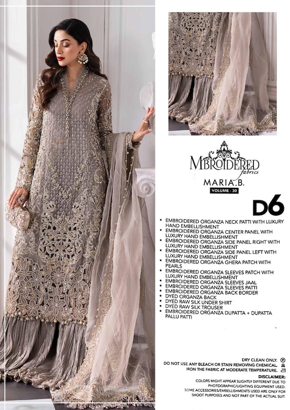 Hand Embroidered Off-white Organza Dress: Silk Trouser & Net Dupatta - Etsy