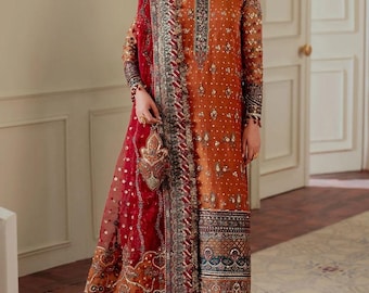 BAROQUE Chiffon Luxus bestickter Anzug mit ready to wear Dupatta – genäht und nicht genäht