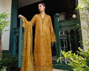 Maria B Luxury Lawn Suit | Embroidered Pakistani Dress, Organza Dupatta, Eid Party Wear