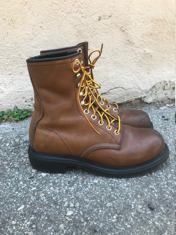 Vintage Unisex Red Wing ANSI Z41 PT83 Brown Leather Steel Toe Work 