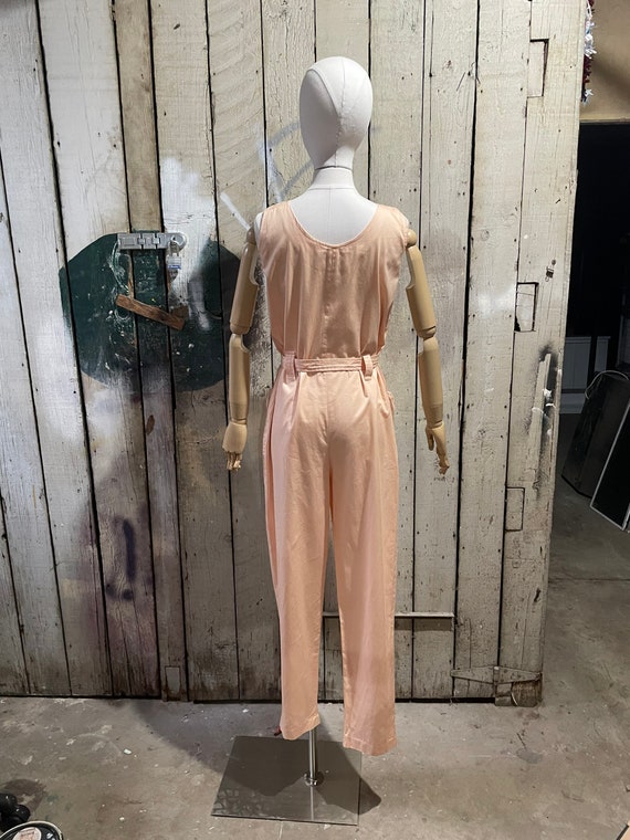 Vintage 1980’s Peach Cotton Jumpsuit with parachu… - image 6