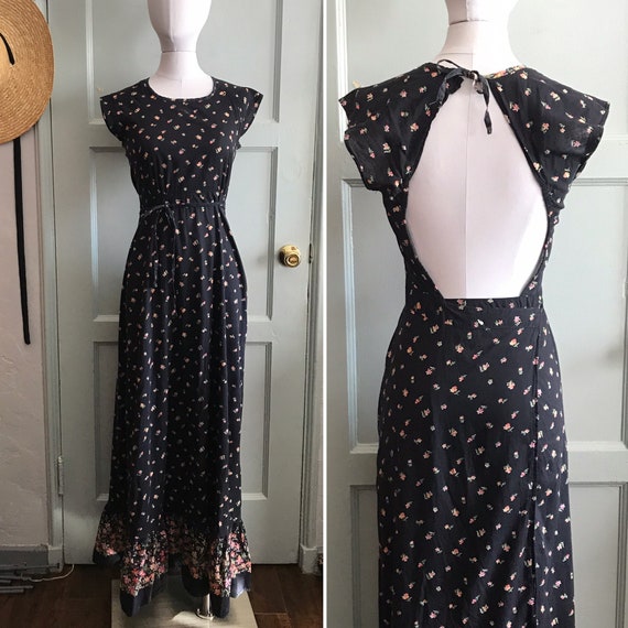 Vintage 1970's Plain Jane Halter Dress - Open Back