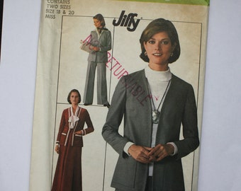 Vintage Simplicity Jiffy 7786 Misses' Skirt, Pants, unlined Jacket. Size 12 Vintage 1976 Size 18 & 20