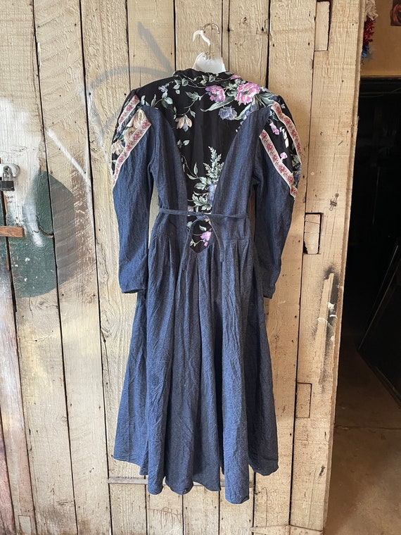 Vintage 1980’s does Victorian Denim western dress… - image 9