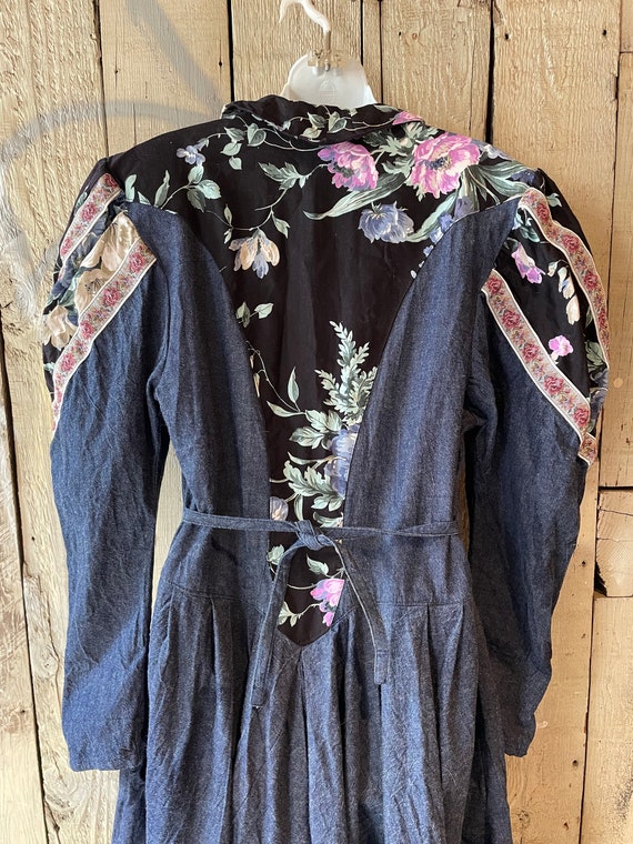 Vintage 1980’s does Victorian Denim western dress… - image 5