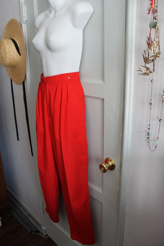 Vintage 1980's High waist Red Pants - Belted Red … - image 8