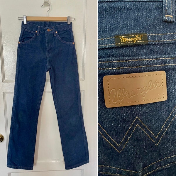 vintage années 1990 enfants / petits jeans Wrangler pour femmes. Slim fit - lavage foncé - Taille 12 slim - Taille 25 »