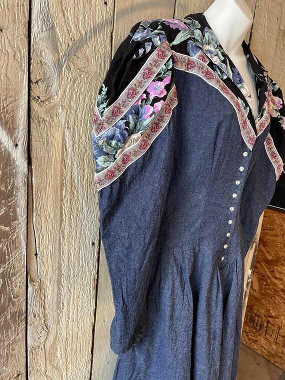 Vintage 1980’s does Victorian Denim western dress… - image 7