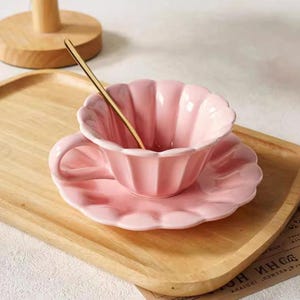 Embossed Ceramic Coffee Cup and Saucer Set: Vintage European Style