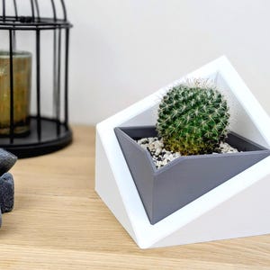 Cache-pot Géométrique & Organiseur de Bureau - Pot Design pour Cactus et Succulentes - Décoration Minimaliste - CUBIK