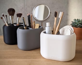 OVALO Holder - Minimalist Toothbrush, Brush or Pen Holder - Desk or Bathroom Organizer - Matte Finish