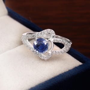 AAA Flawless Ceylon Royal Blue Sapphire Round Gemstone Ring, 925 Sterling Silver Ring, Statement Ring, Wedding Ring, Engagement Ring 6x6 MM