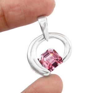 AAA Flawless Ceylon Padparadscha Sapphire Asscher Gemstone Charm Pendant, Sapphire Gemstone Cut, For Her Birthday Day Gift 9x9 MM