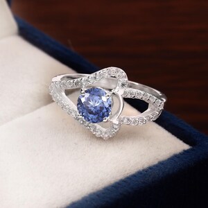 AAA Flawless Ceylon Pastel Blue Sapphire Round Gemstone Ring, 925 Sterling Silver Ring, Statement Ring, Wedding Ring, Engagement Ring 6x6 MM