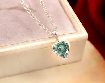 AAA Flawless Ceylon Green Spinel Heart Cut Gemstone Charm Pendant, Gemstone Cut, Pendant For Her Birthday Day Gift 9x9 MM