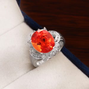 AAA Quality Ceylon Orange Sapphire Oval Gemstone Ring, 925 Sterling Silver Ring, Statement Ring, Wedding Ring, Engagement Ring 12x10 MM