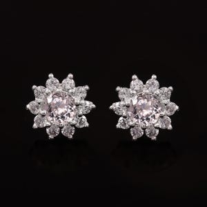 AAA Flawless Ceylon White Sapphire Round Gemstone Earring, 925 Sterling Silver Pushback Studs, September Birthstone, Valentine Gift 6x6 MM