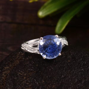 AAA Flawless Ceylon Royal Sapphire Round Gemstone Ring, 925 Sterling Silver Ring, Statement Ring, Wedding Ring, Engagement Ring 10x10 MM