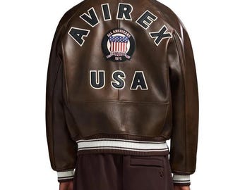 Avirex USA Icon Edition leren jas van echt rundleer, motorjas, Avirex bomberjack, modieuze streetwear, perfect cadeau voor hem