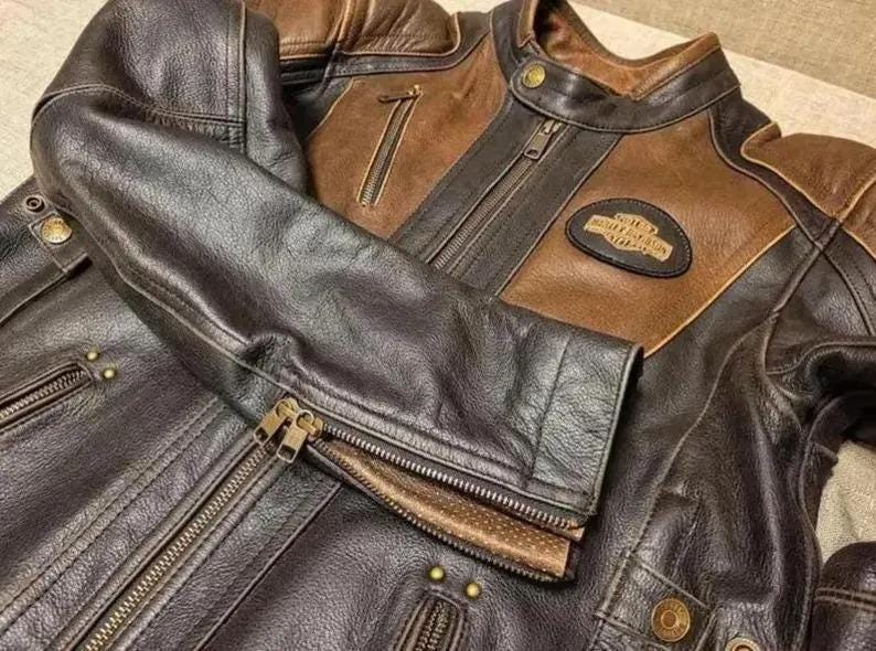Mens Harley Davidson Triple Vent Leather Jacket - Etsy Canada