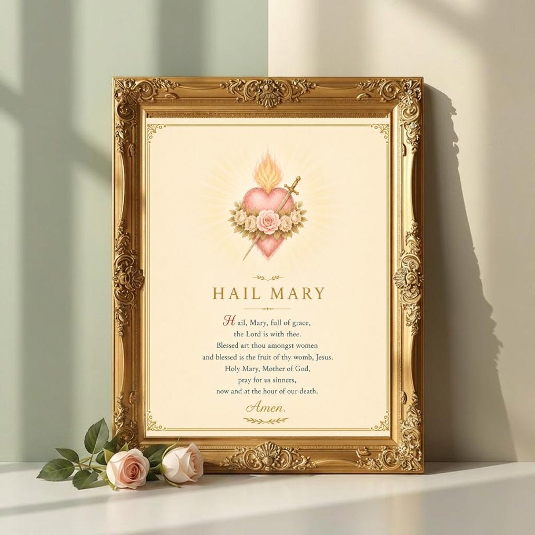 Hail Mary Prayer Print | Catholic Wall Art | Digital Download - Etsy
